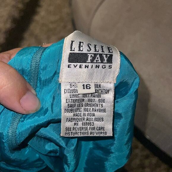 VNTG LESLIE FAY EVENINGS silk beaded dress 16 - Picture 2 of 7